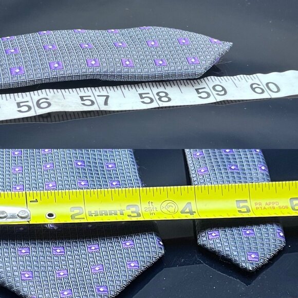Donald Trump Signature Collection Necktie Gray Purple Silver Geometric Silk - Picture 3 of 3